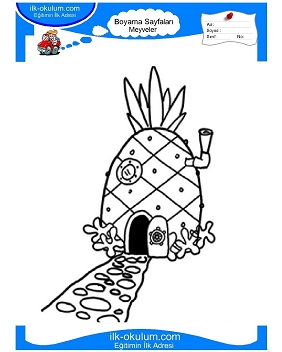 Çocuklar İçin Ananas Boyama Sayfaları 
